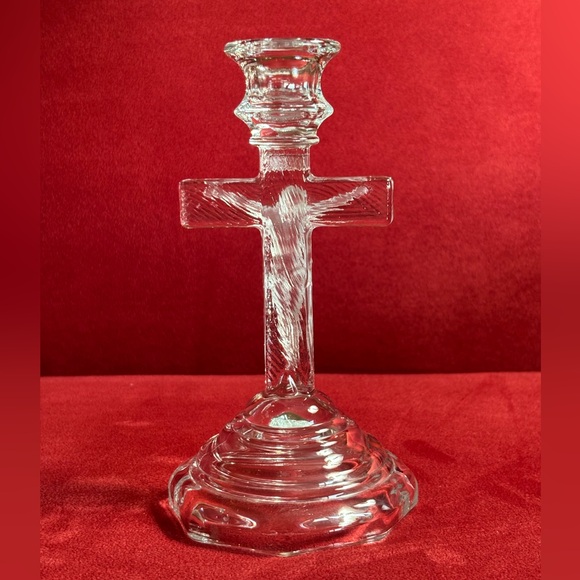 Home Interiors Glass Crucifix Candle Holder - Picture 4 of 8